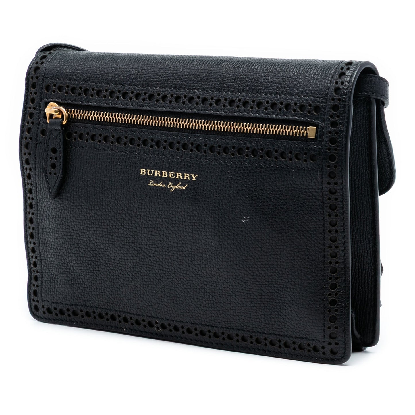 Burberry Small Grainy Calfskin Broguing Tassel Macken Crossbody
