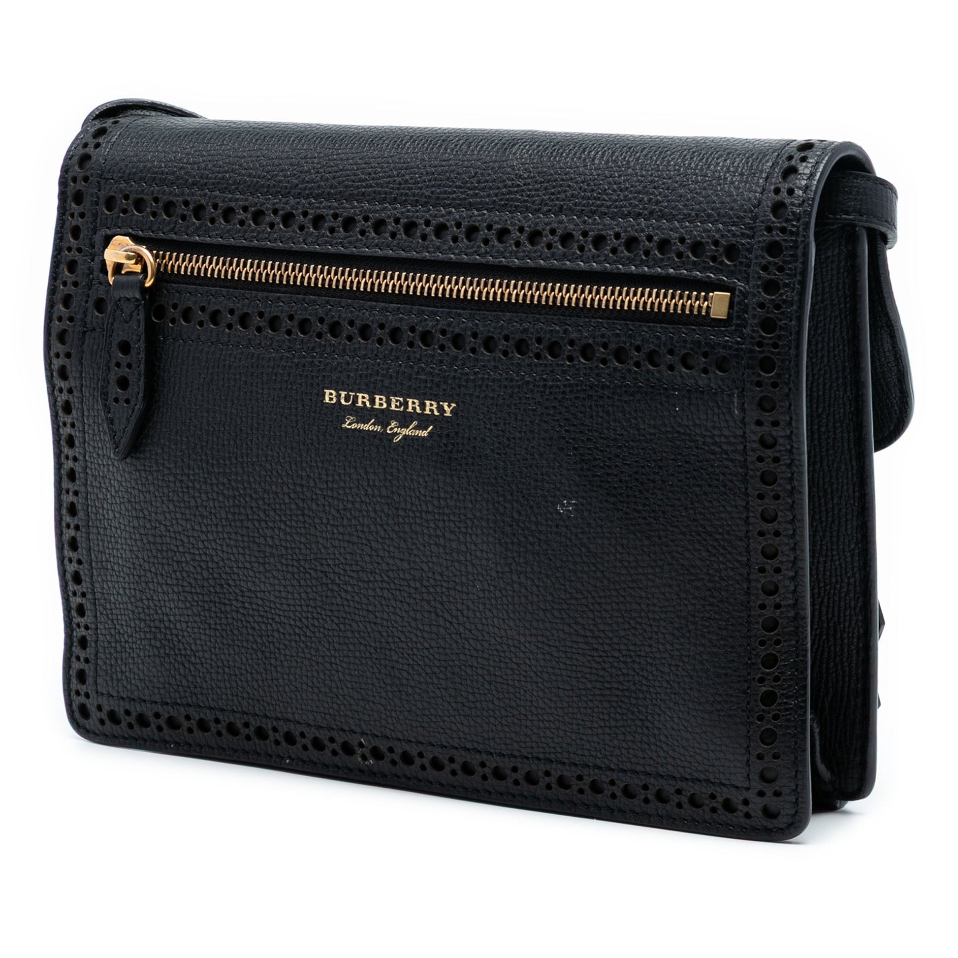 Burberry Small Grainy Calfskin Broguing Tassel Macken Crossbody