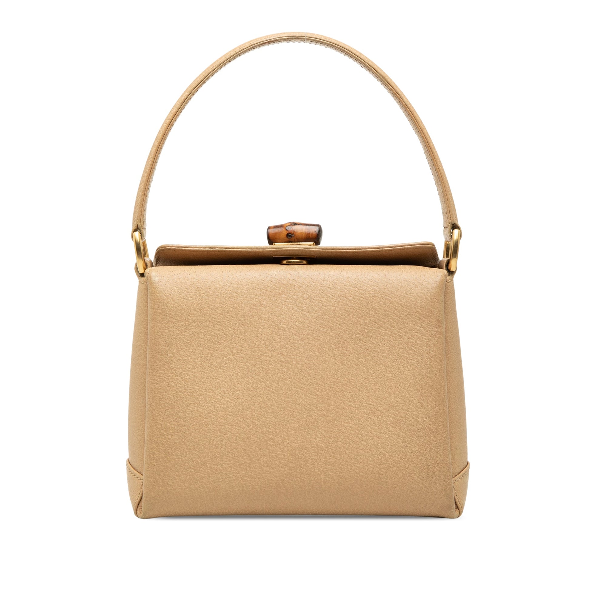Gucci Grained Calfskin Bamboo Handbag