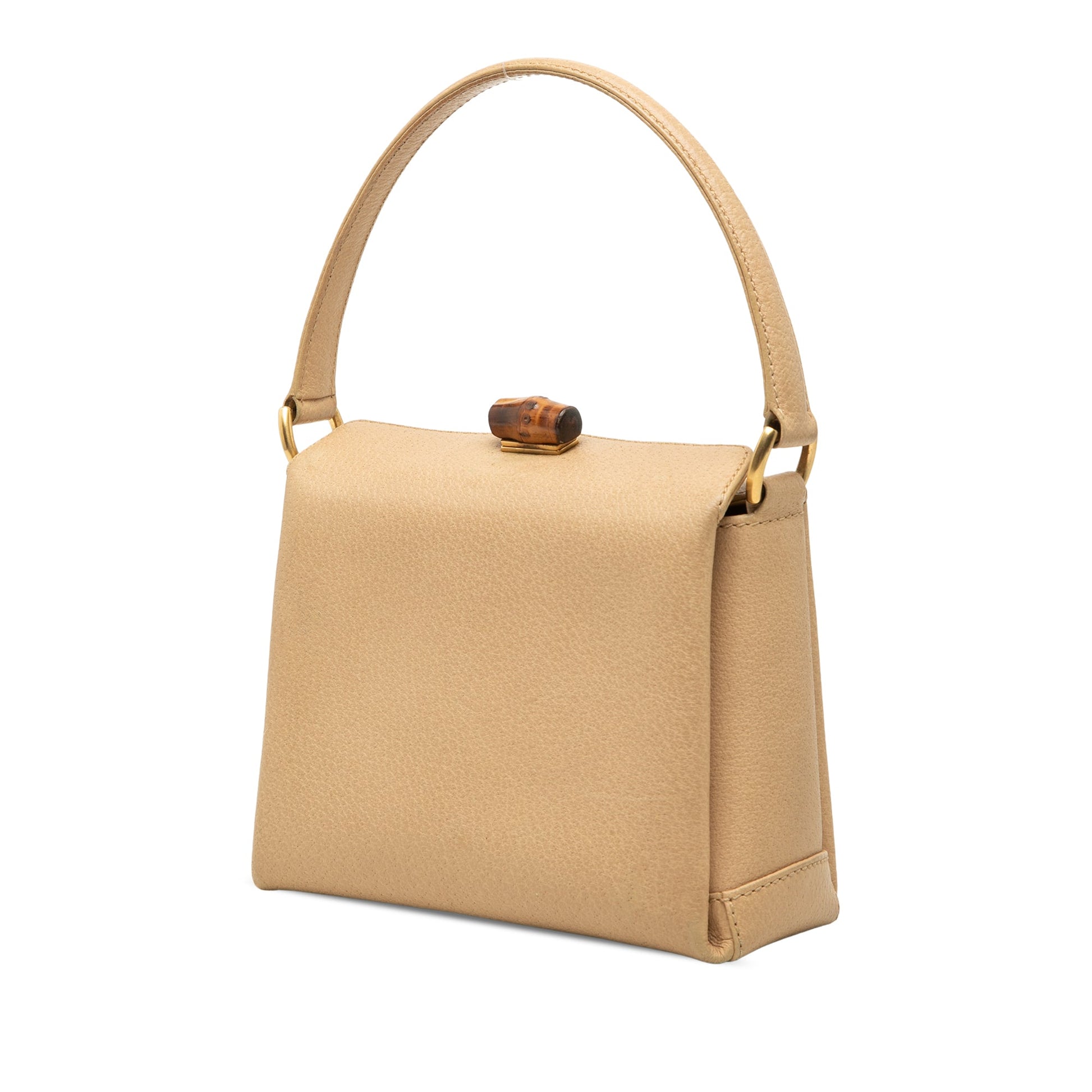 Gucci Grained Calfskin Bamboo Handbag