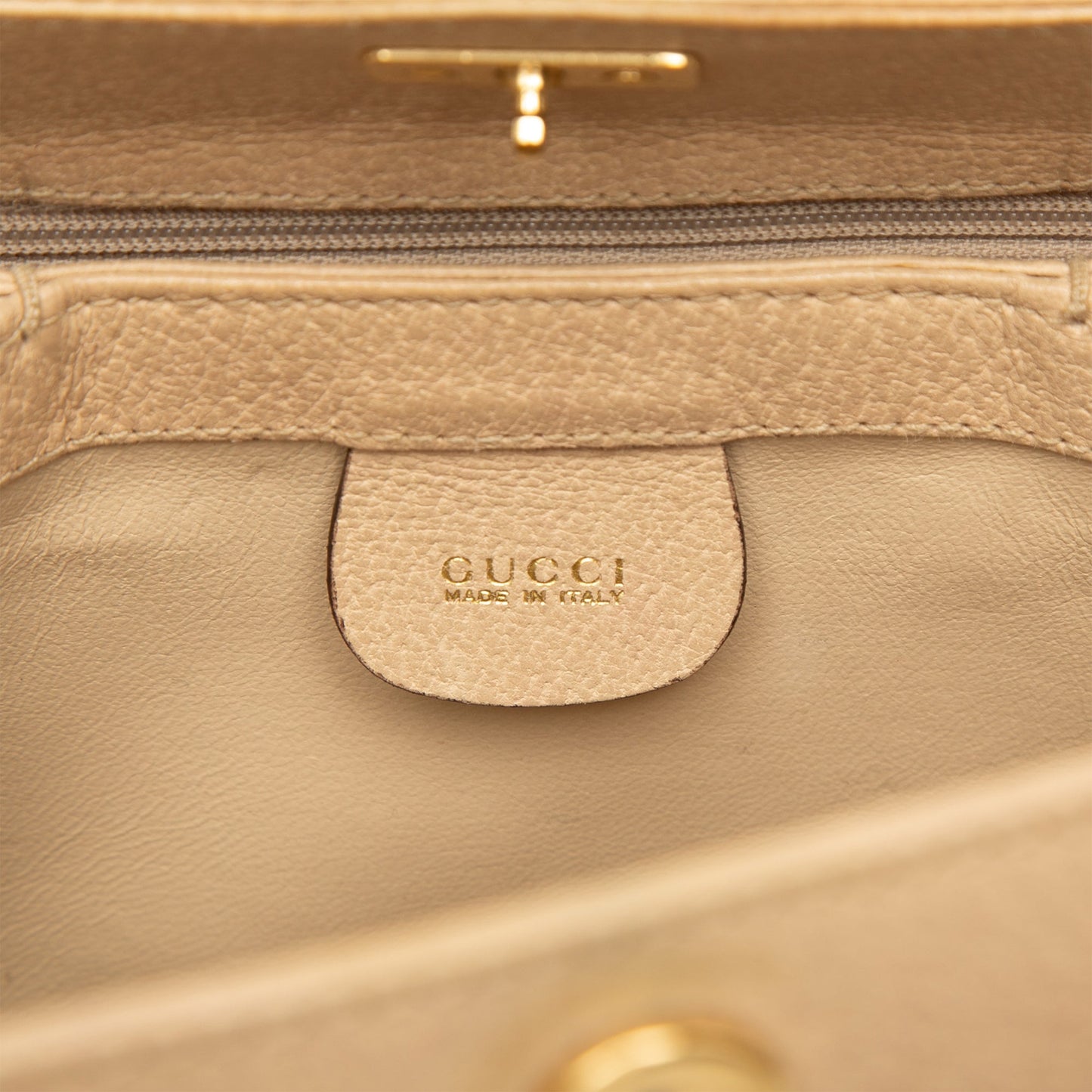Gucci Grained Calfskin Bamboo Handbag