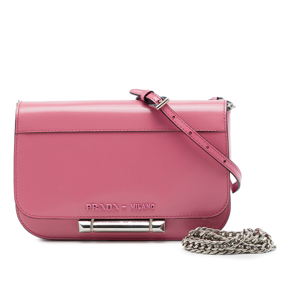 Prada Spazzolato Leather Sybille Flap Crossbody — Pink