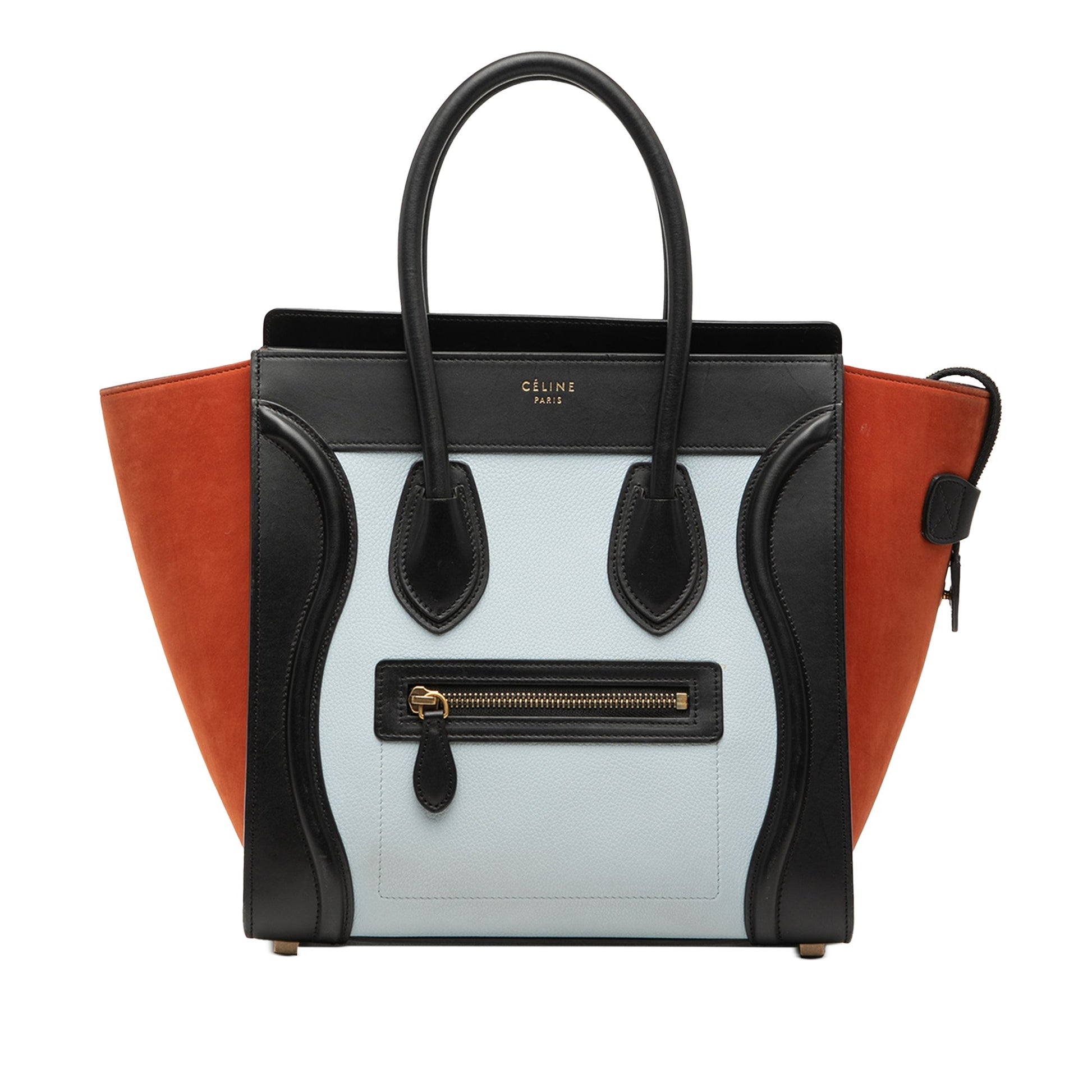 Celine Micro Tricolor Nubuck and Calfskin Luggage Tote