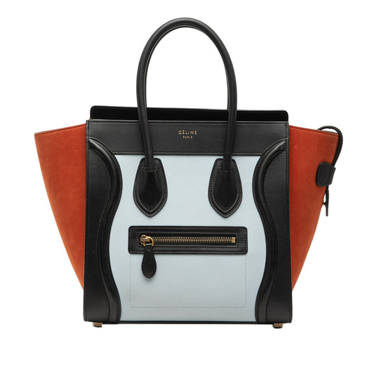 Celine Micro Tricolor Nubuck and Calfskin Luggage Tote