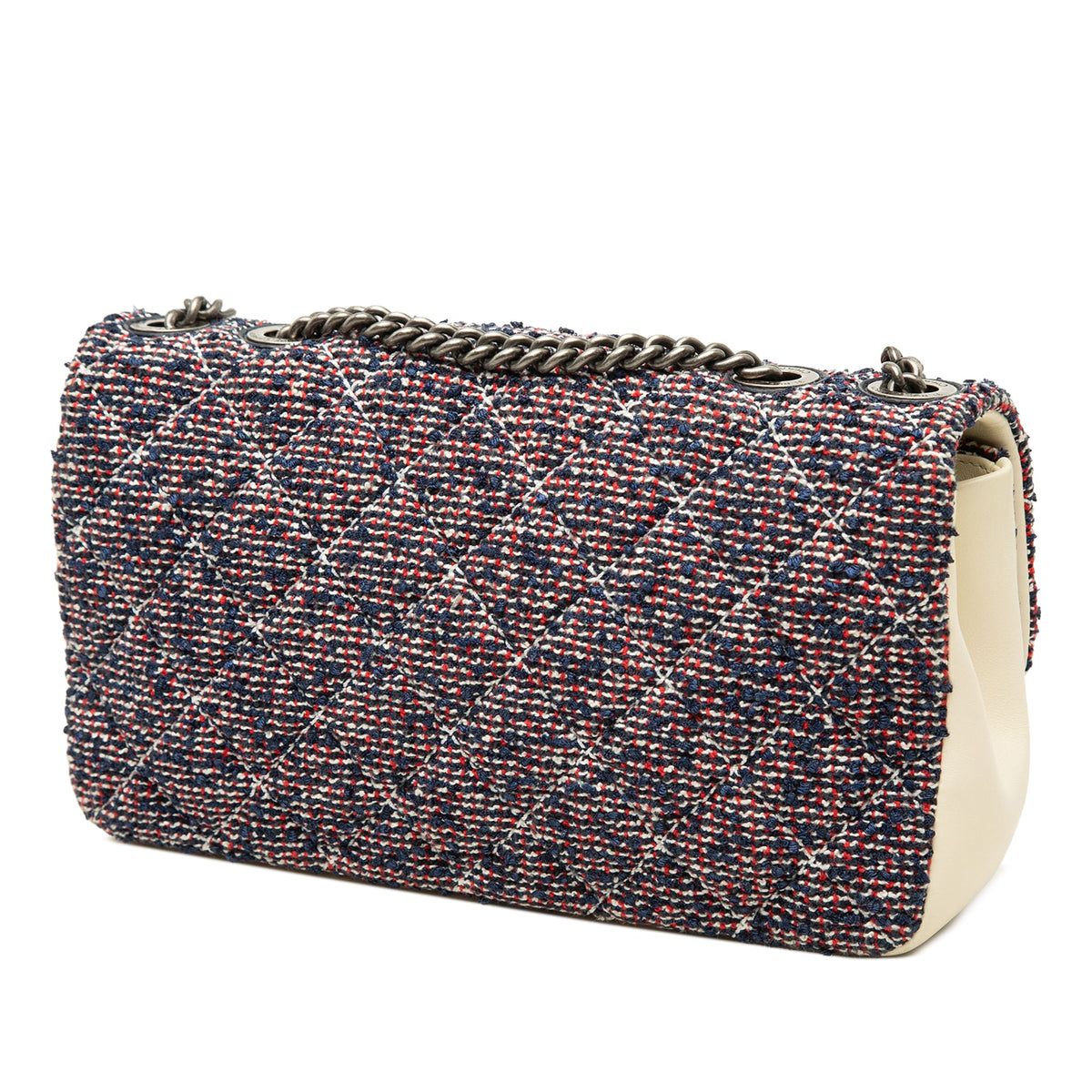 Chanel Medium Tweed Single Flap — Blue