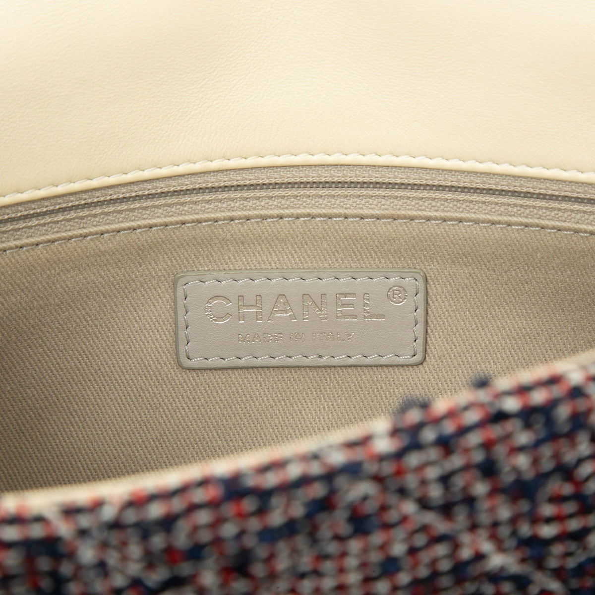 Chanel Medium Tweed Single Flap — Blue