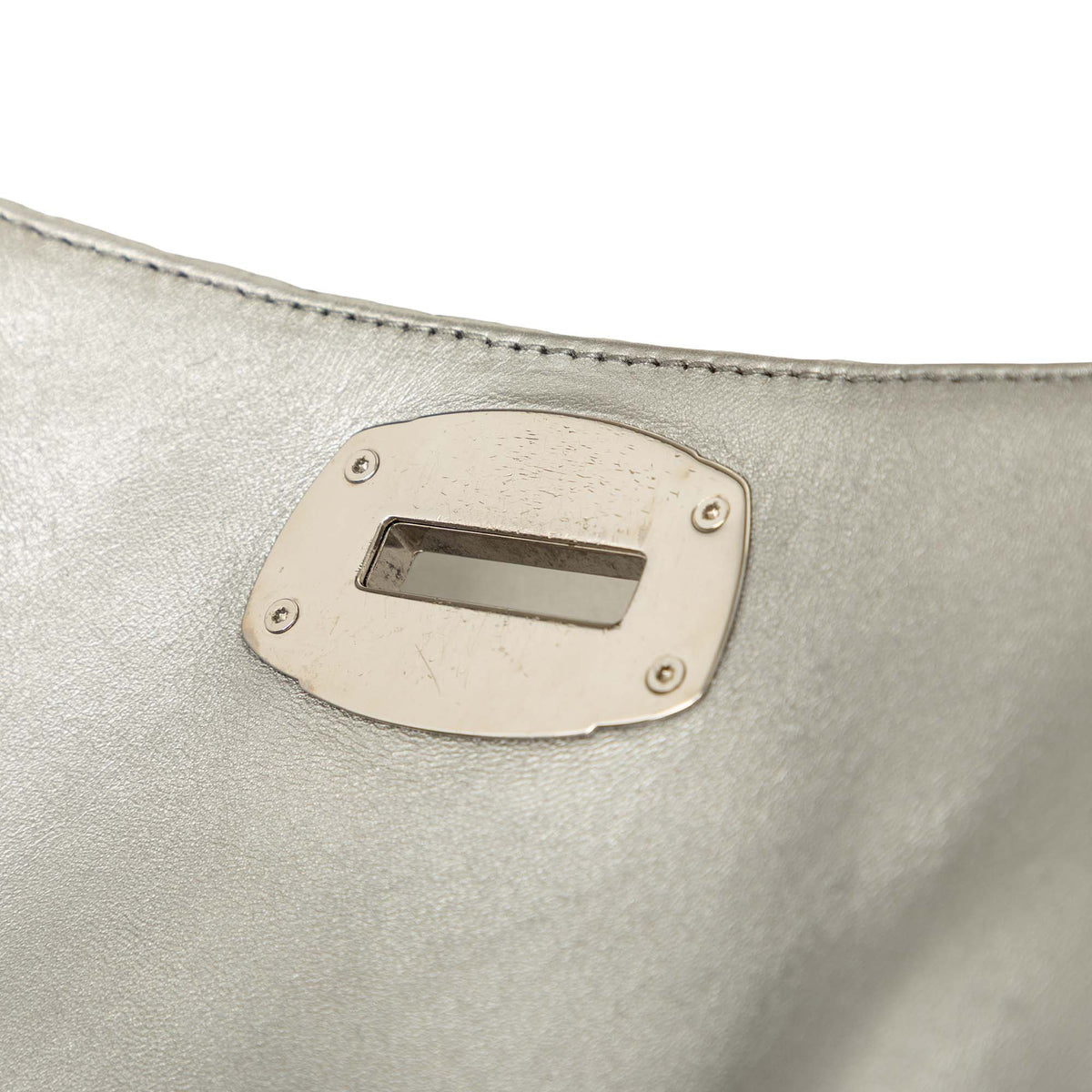 Miu Miu Matelasse Metallic Nappa Crystal Chain Satchel — Silver