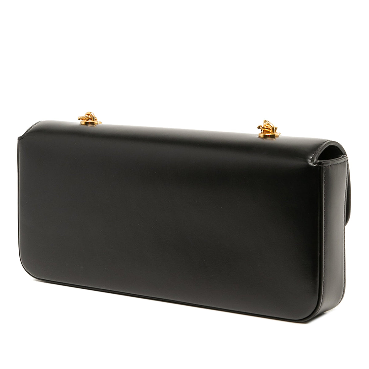 Celine Shiny Calfskin Triomphe Chain Shoulder Bag — Black