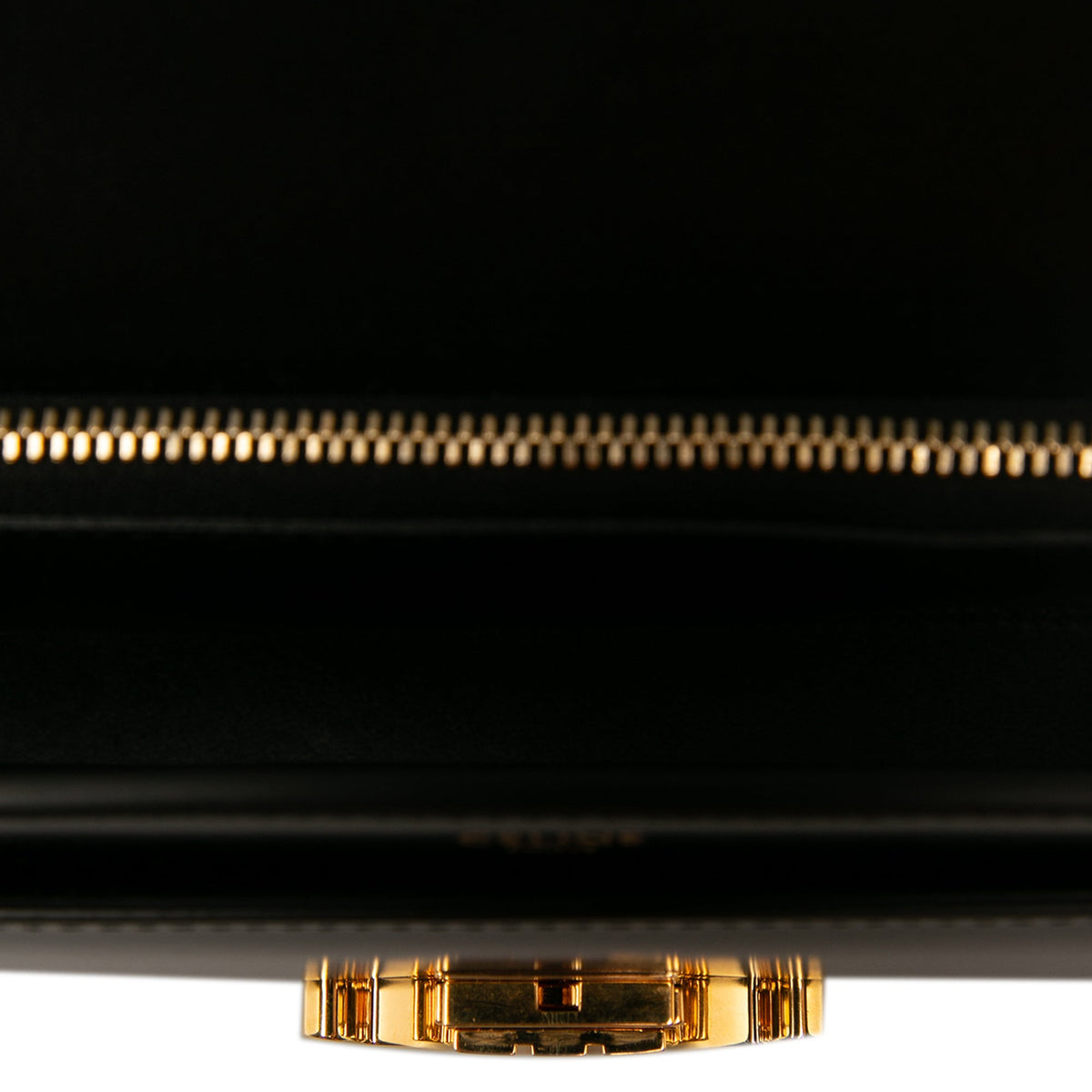 Celine Shiny Calfskin Triomphe Chain Shoulder Bag — Black