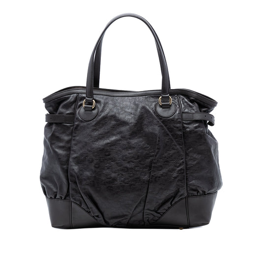 Embossed Leather Horsebit Full Moon Tote