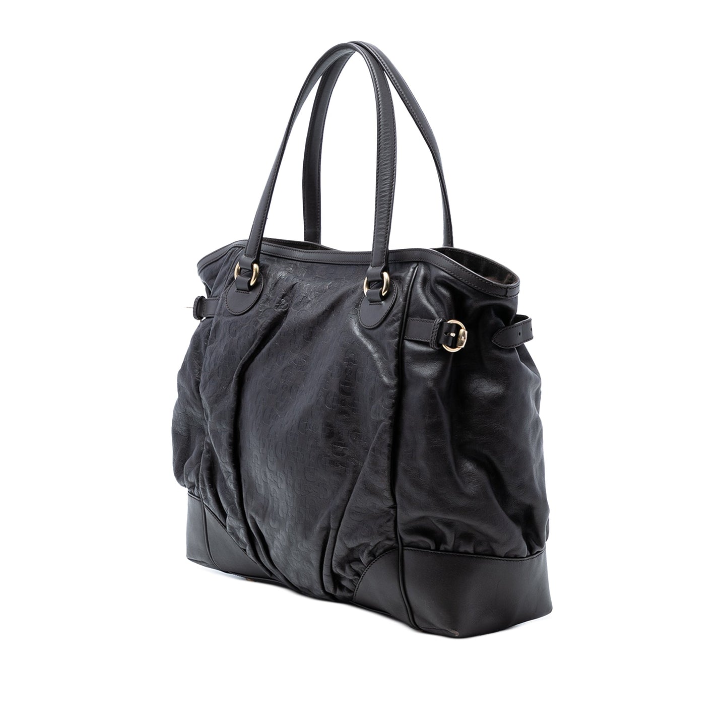 Embossed Leather Horsebit Full Moon Tote