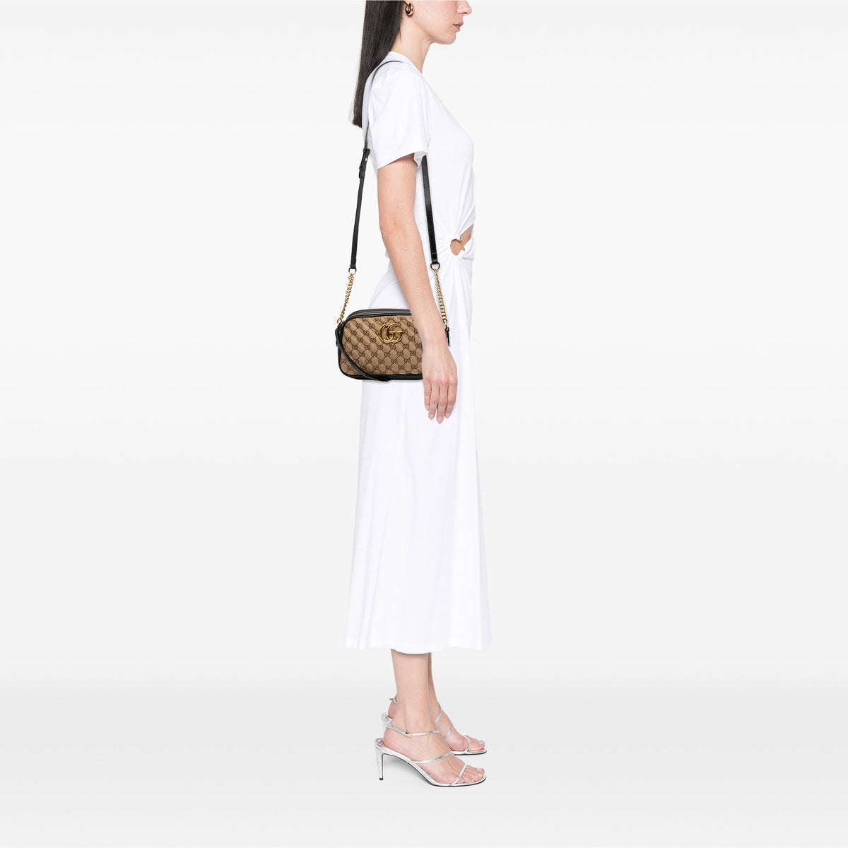 Gucci Small GG Marmont Matelasse GG Canvas and Leather Crossbody