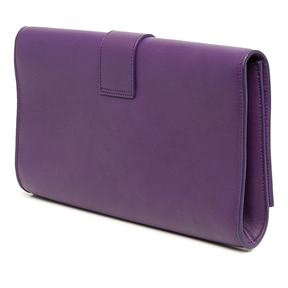 Saint Laurent Leather Chyc Ligne Clutch — Purple