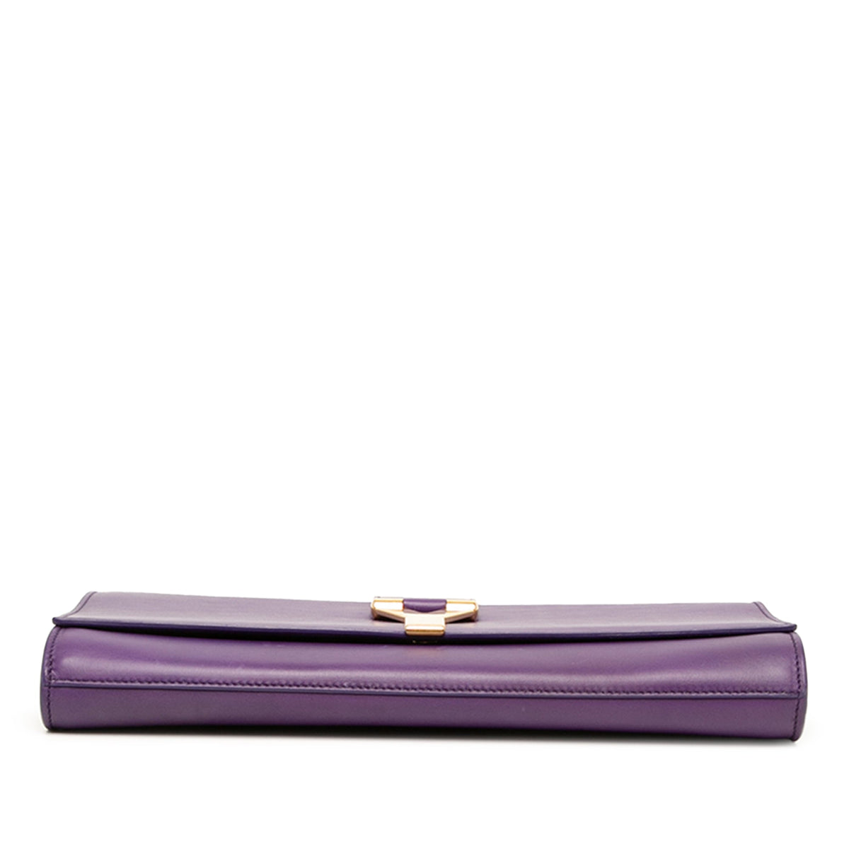 Saint Laurent Leather Chyc Ligne Clutch — Purple