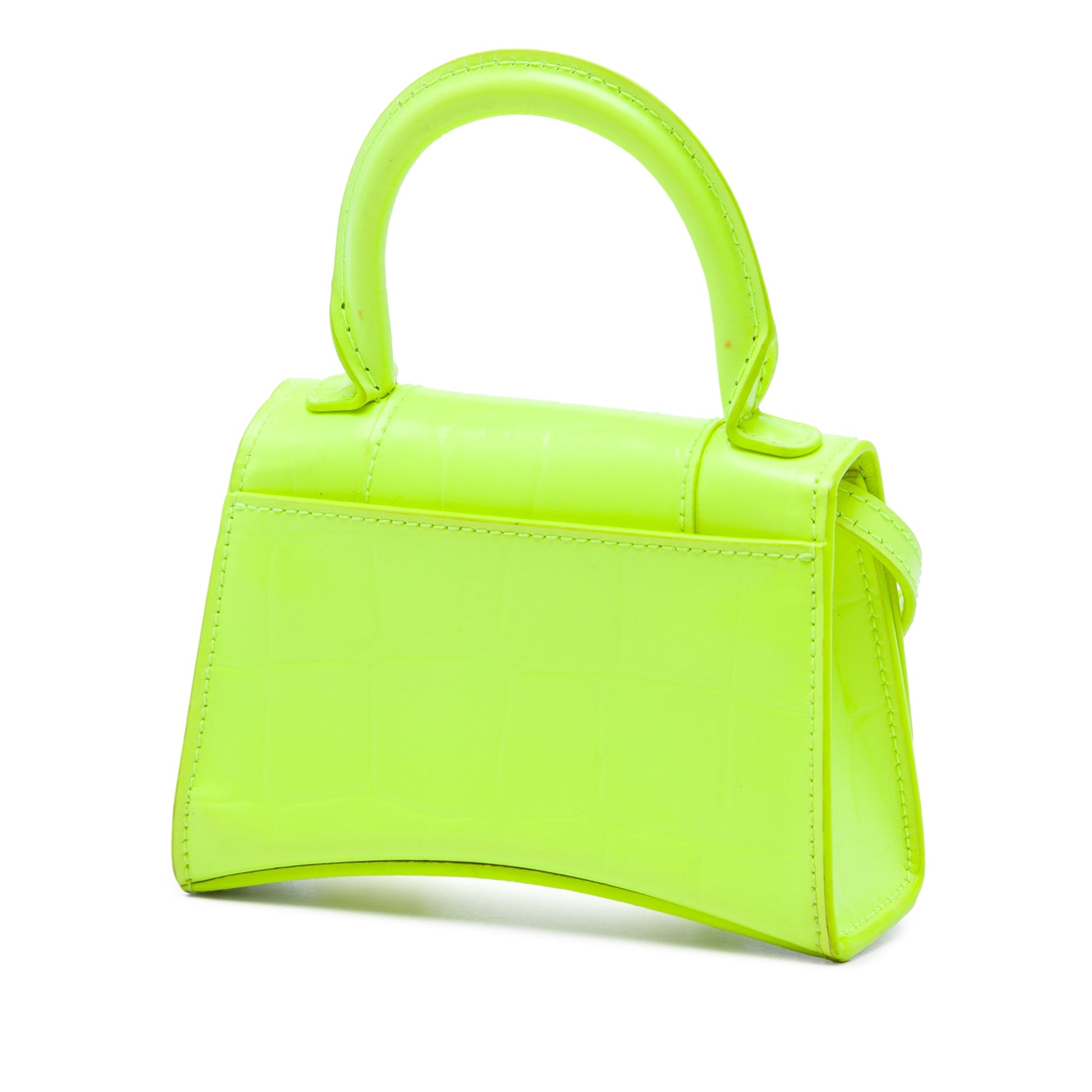 Balenciaga Mini Croc Embossed Calfskin Hourglass Top Handle Bag