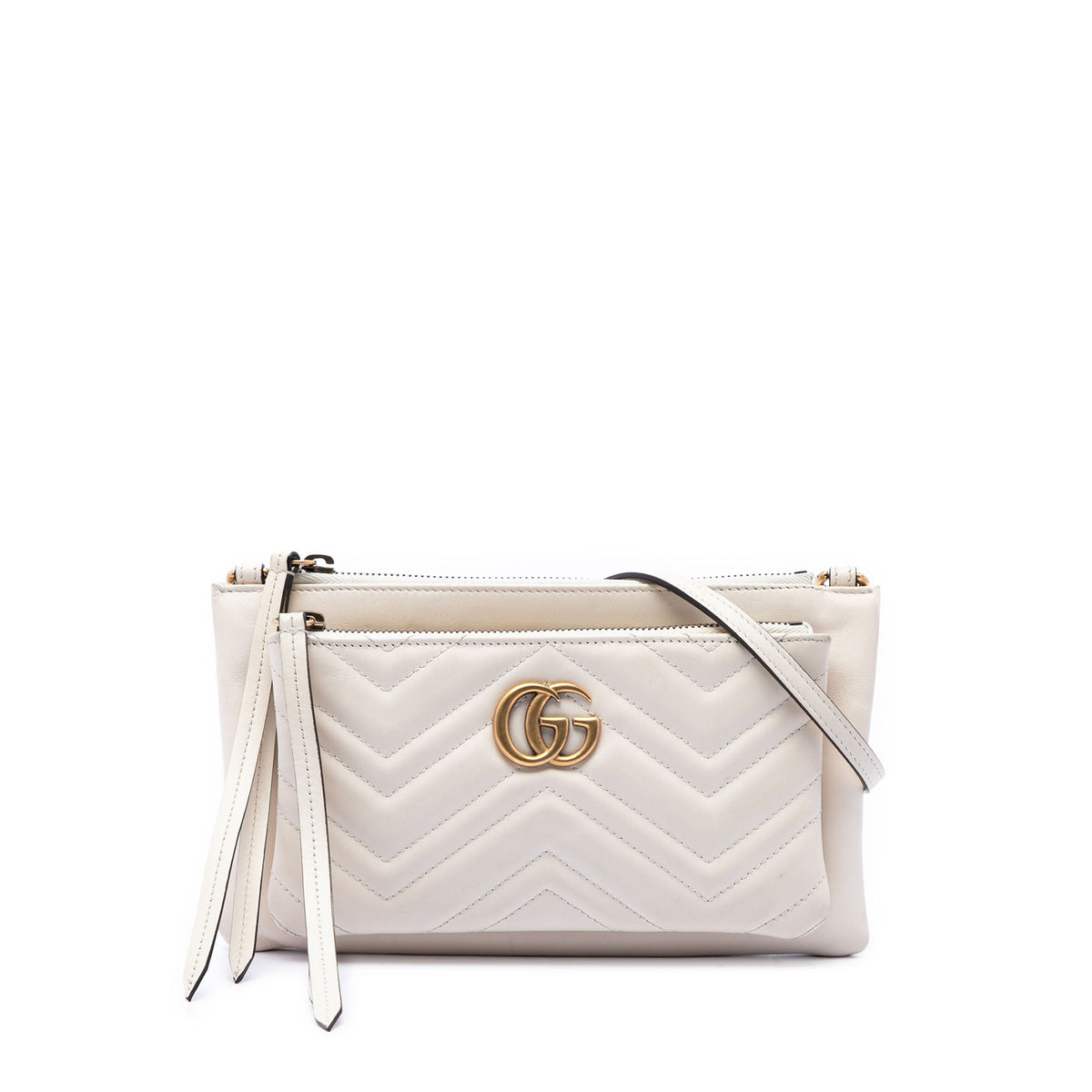 Gucci Small GG Marmont Matelasse Calfskin Double Zip Pochette Crossbody
