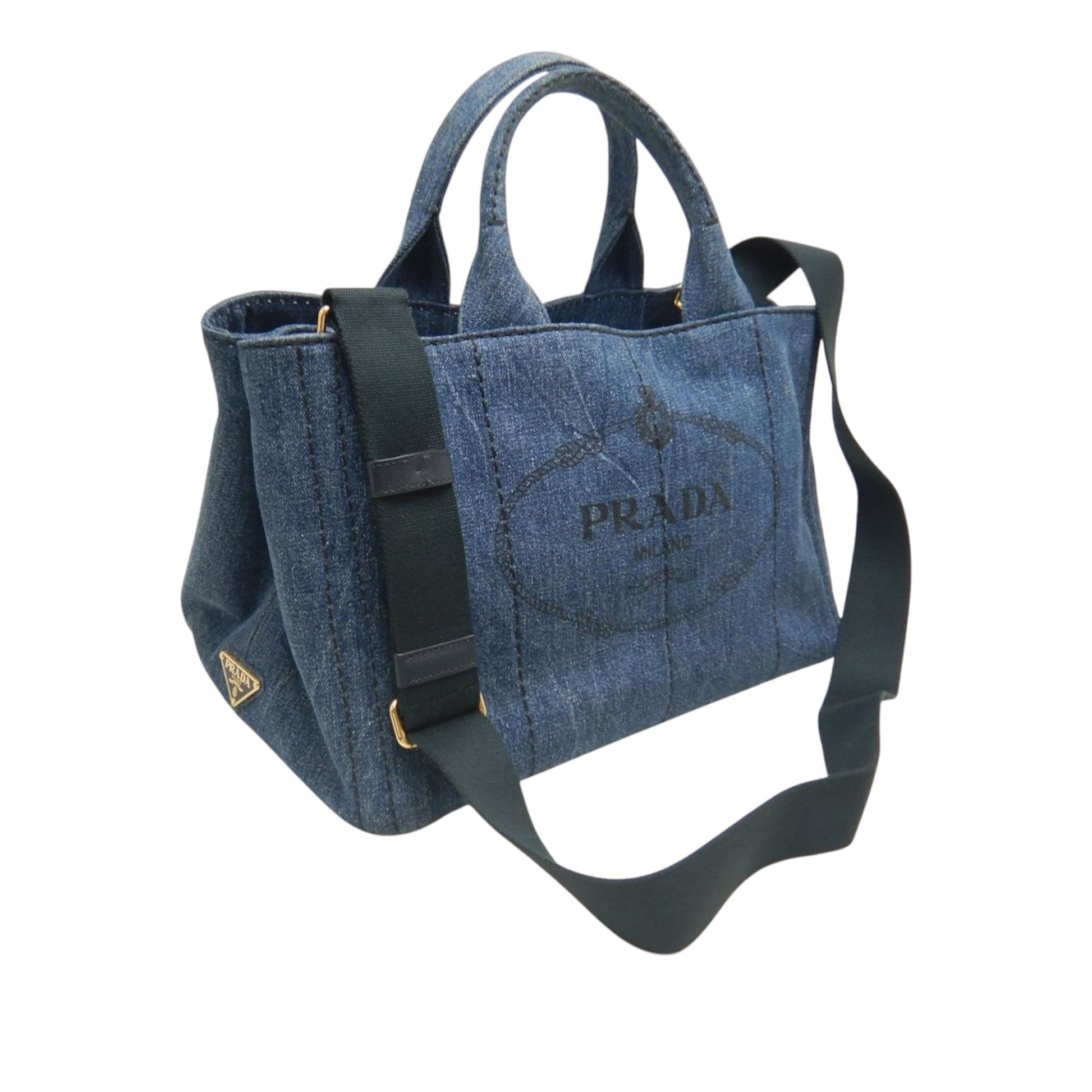 Prada Denim Canapa Logo Satchel
