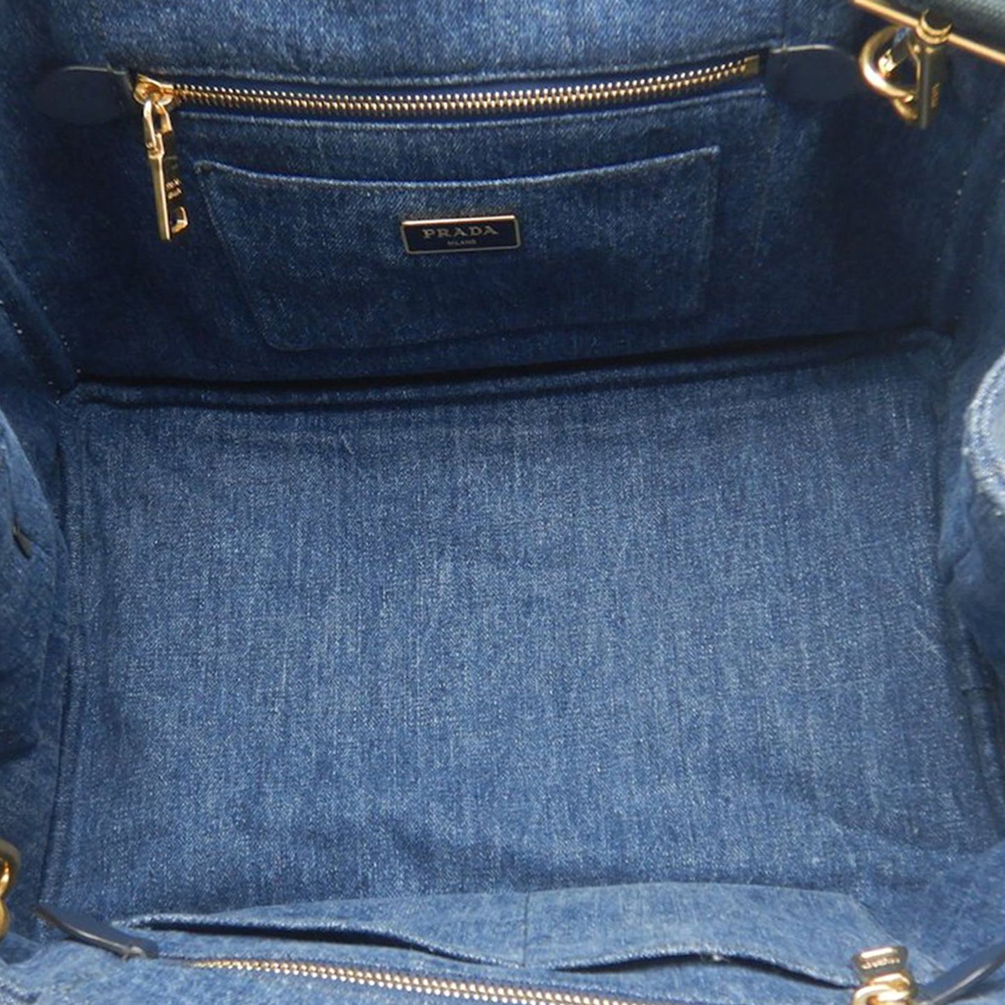 Prada Denim Canapa Logo Satchel