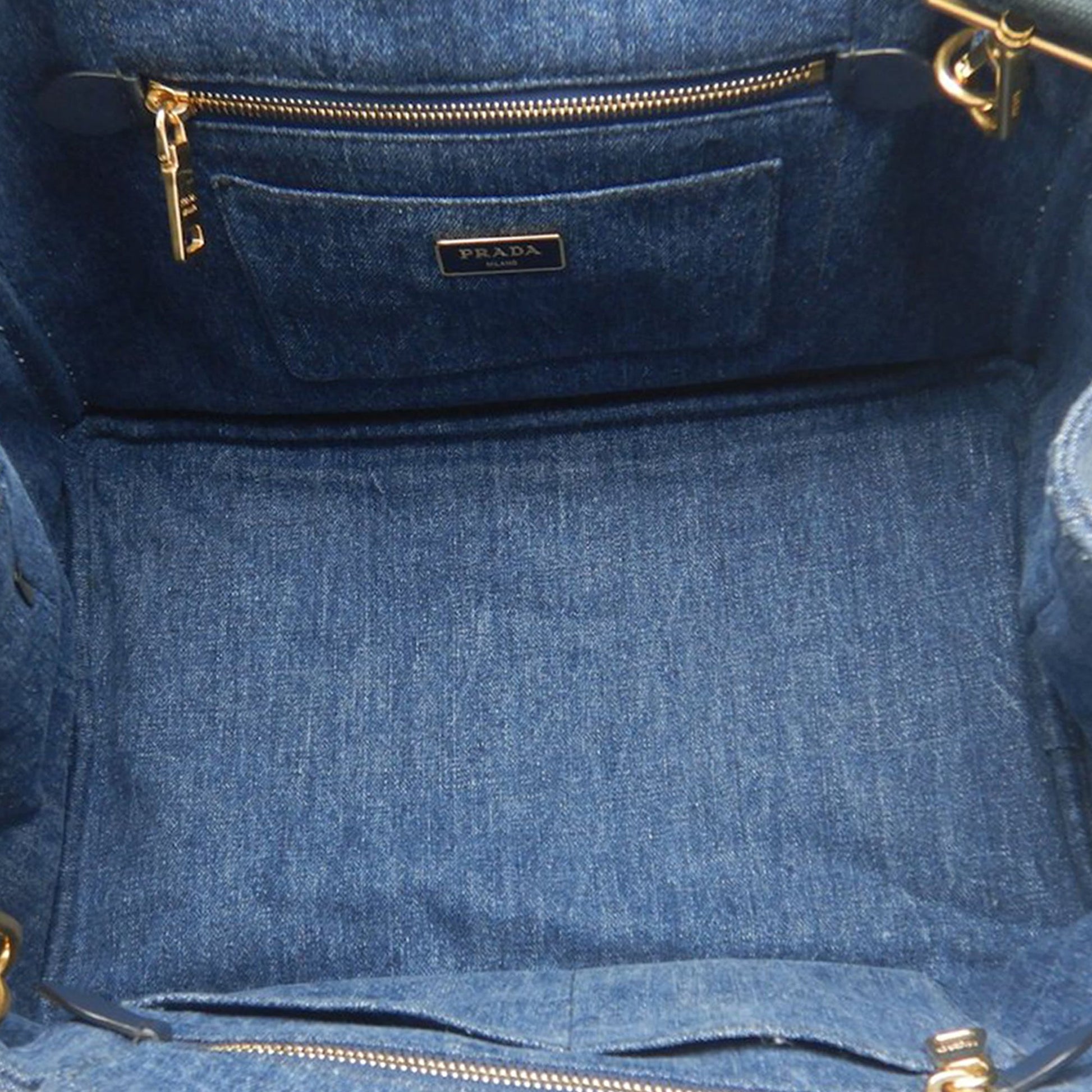 Prada Denim Canapa Logo Satchel