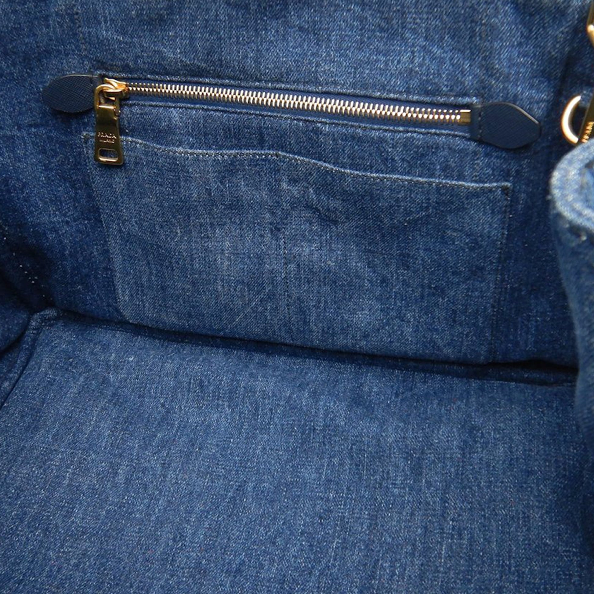 Prada Denim Canapa Logo Satchel