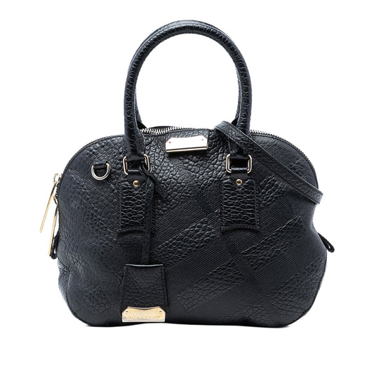 Small Heritage Grain Check Embossed Leather Orchard Bowling Bag