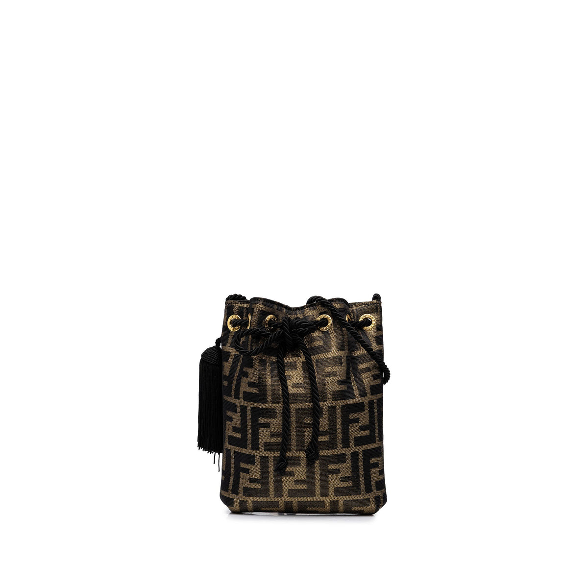 Fendi Zucca Canvas Drawstring Bucket Bag — Brown