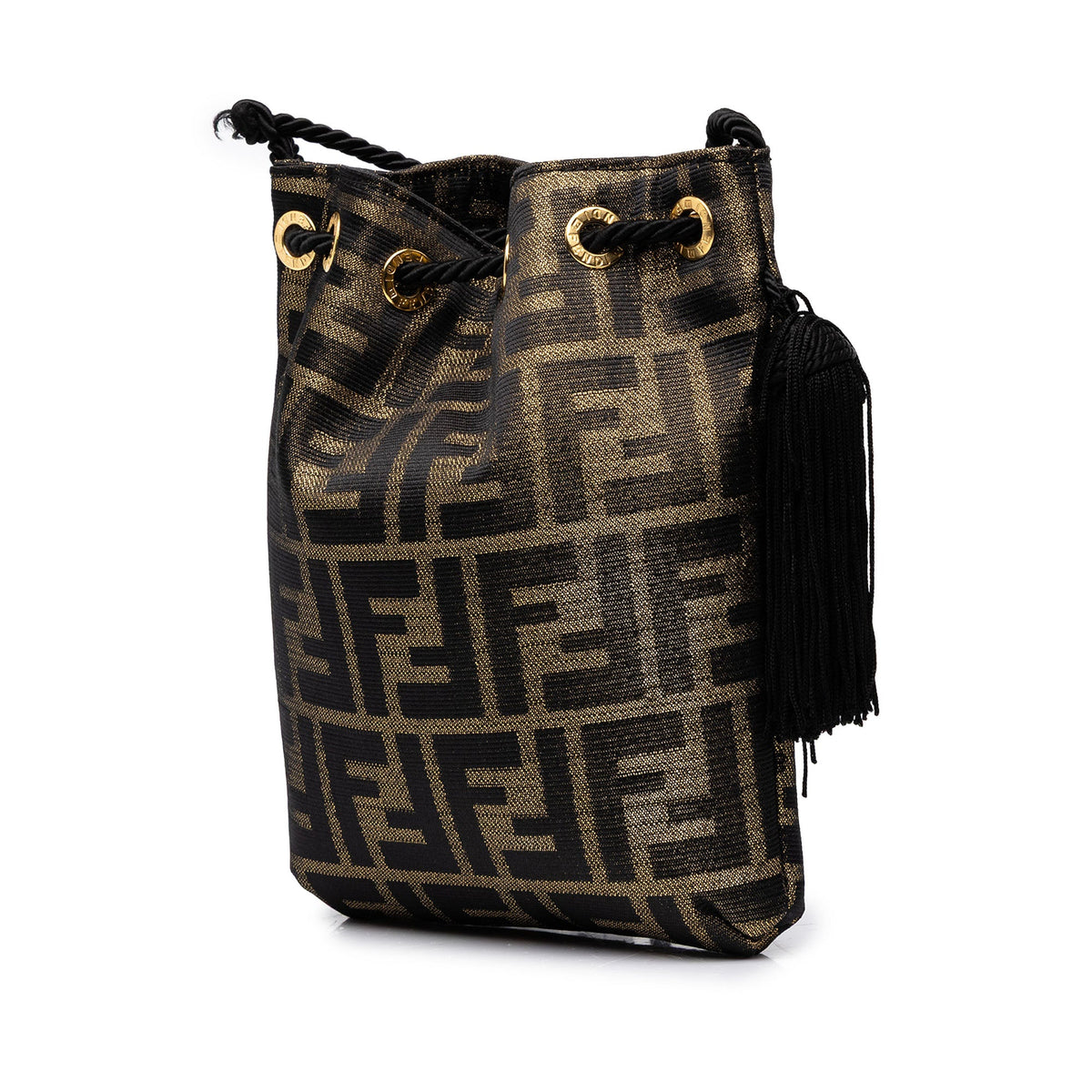 Fendi Zucca Canvas Drawstring Bucket Bag — Brown