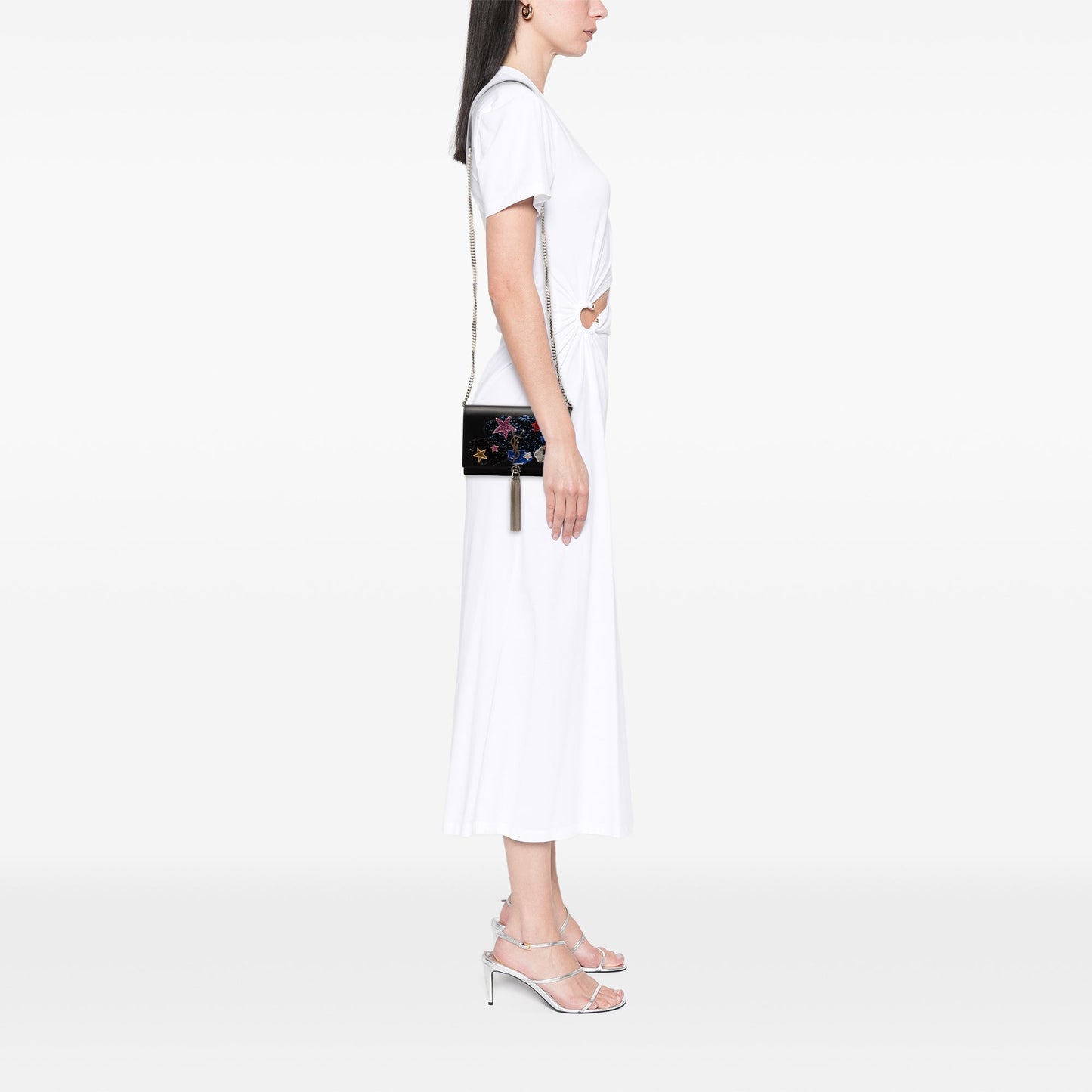 Saint Laurent Calfskin Cloud Star Applique Classic Monogram Kate Tassel Wallet on Chain