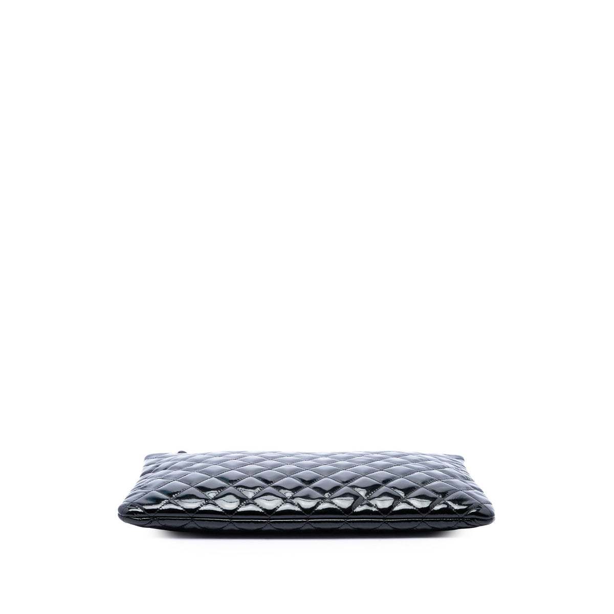 Chanel Large Quilted Patent O Case Clutch — Black