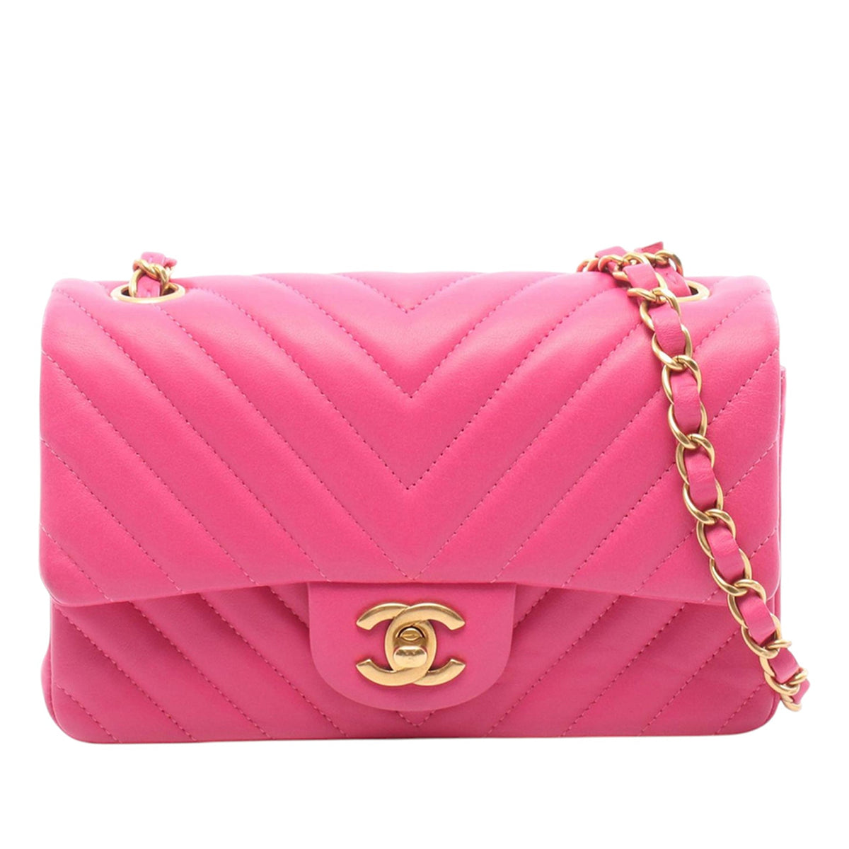 Chanel Mini Rectangular Classic Chevron Lambskin Single Flap