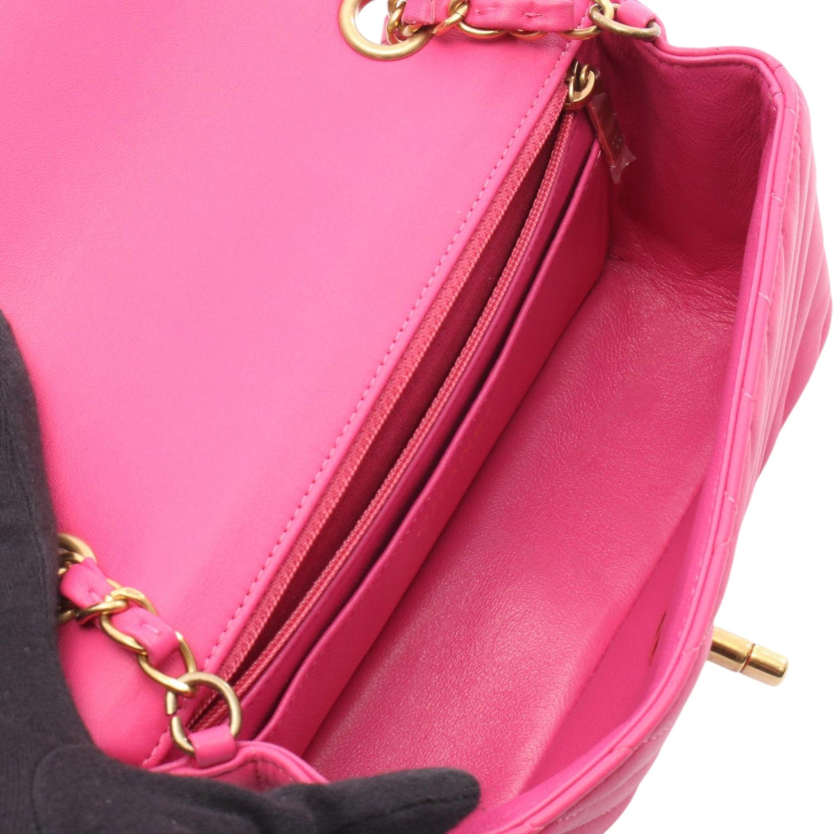 Chanel Mini Rectangular Classic Chevron Lambskin Single Flap