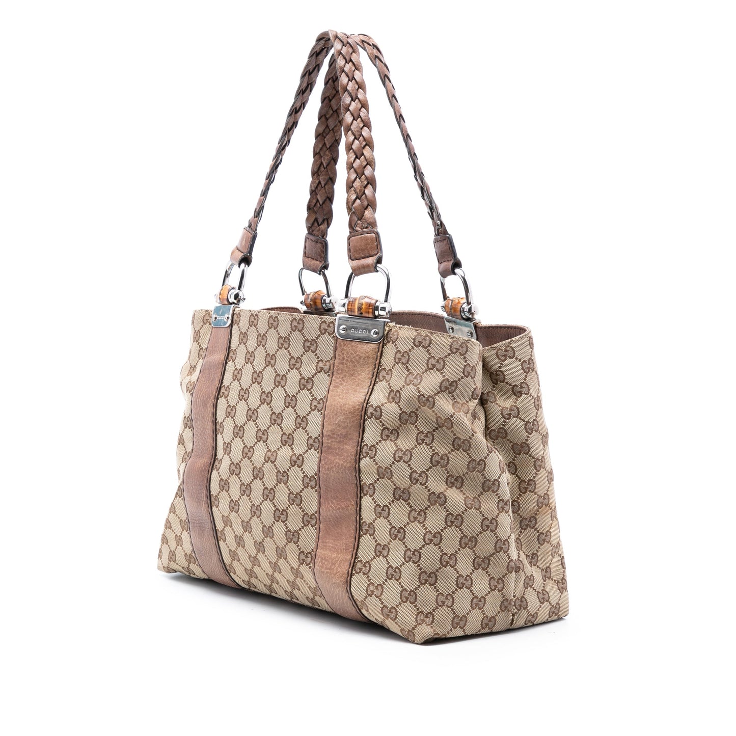 Gucci Medium GG Canvas Bamboo Libeccio Tote