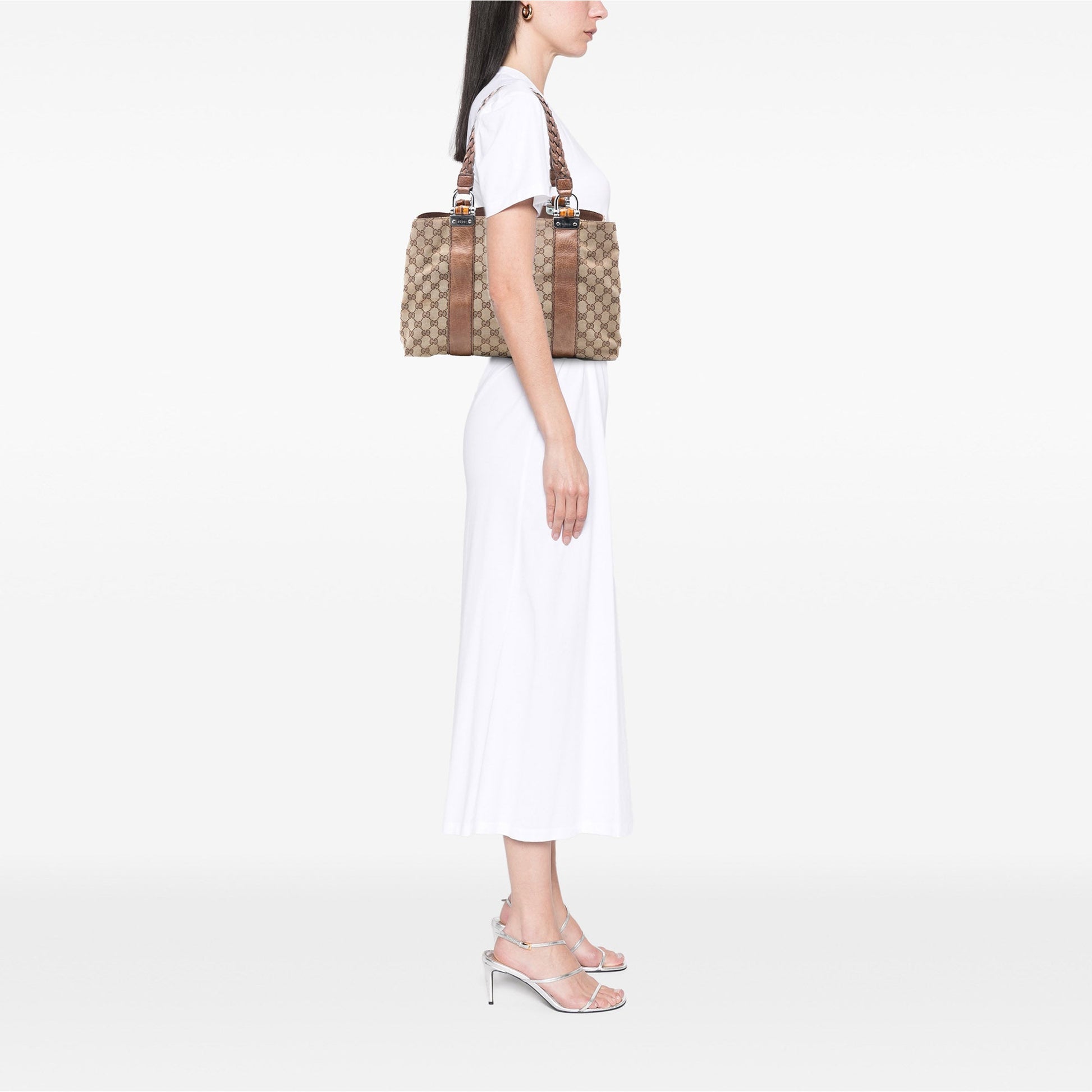 Gucci Medium GG Canvas Bamboo Libeccio Tote