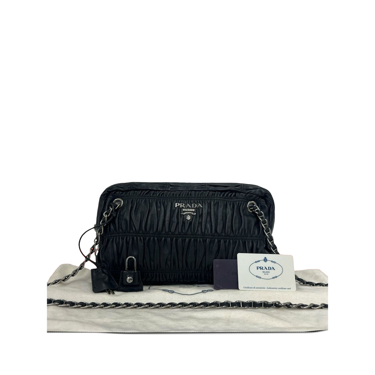Prada Gaufre Nappa Shoulder Bag — Black