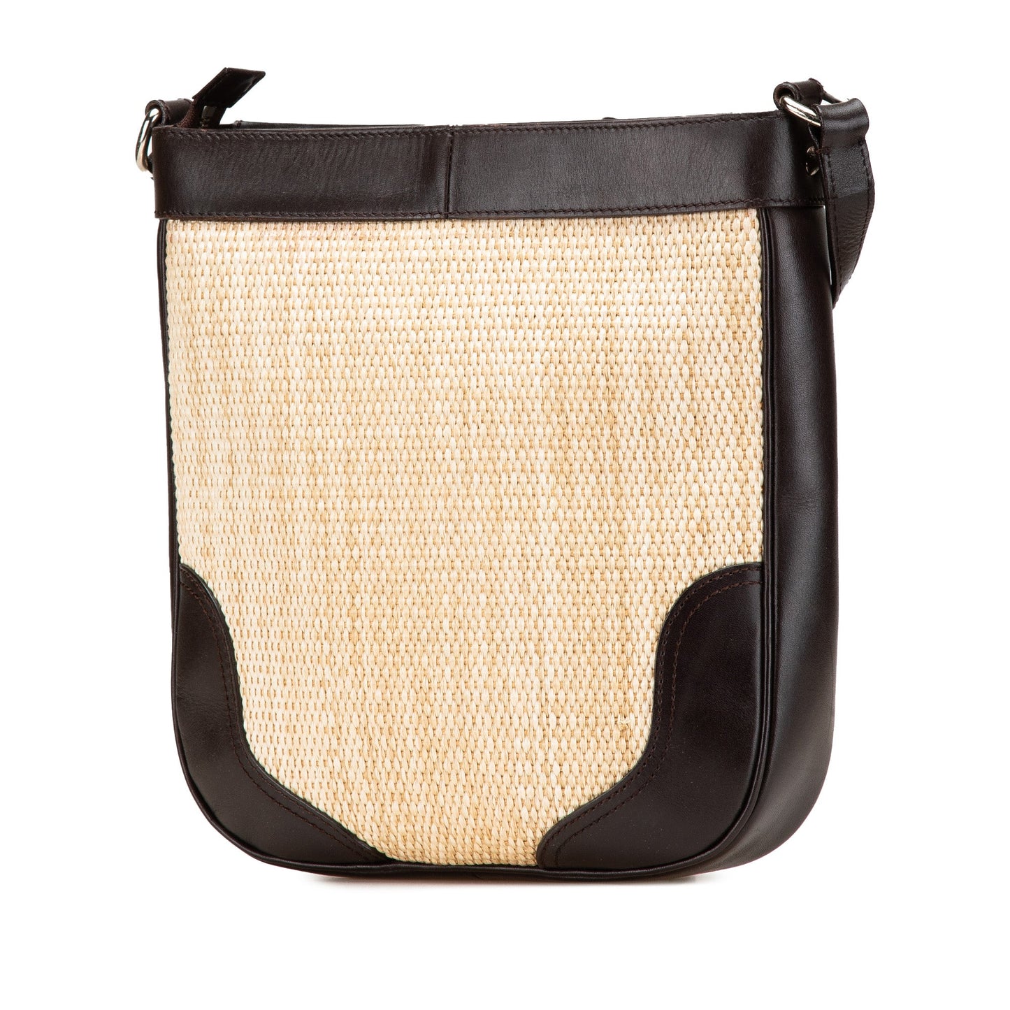 Burberry Leather Trimmed Raffia Crossbody