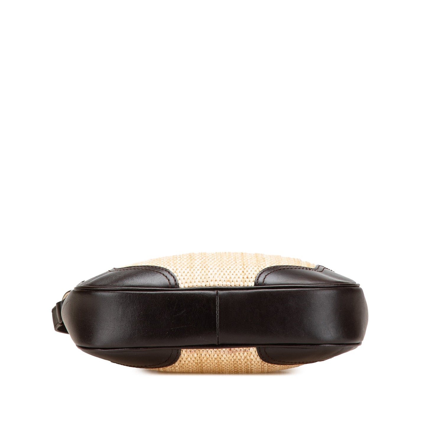 Burberry Leather Trimmed Raffia Crossbody