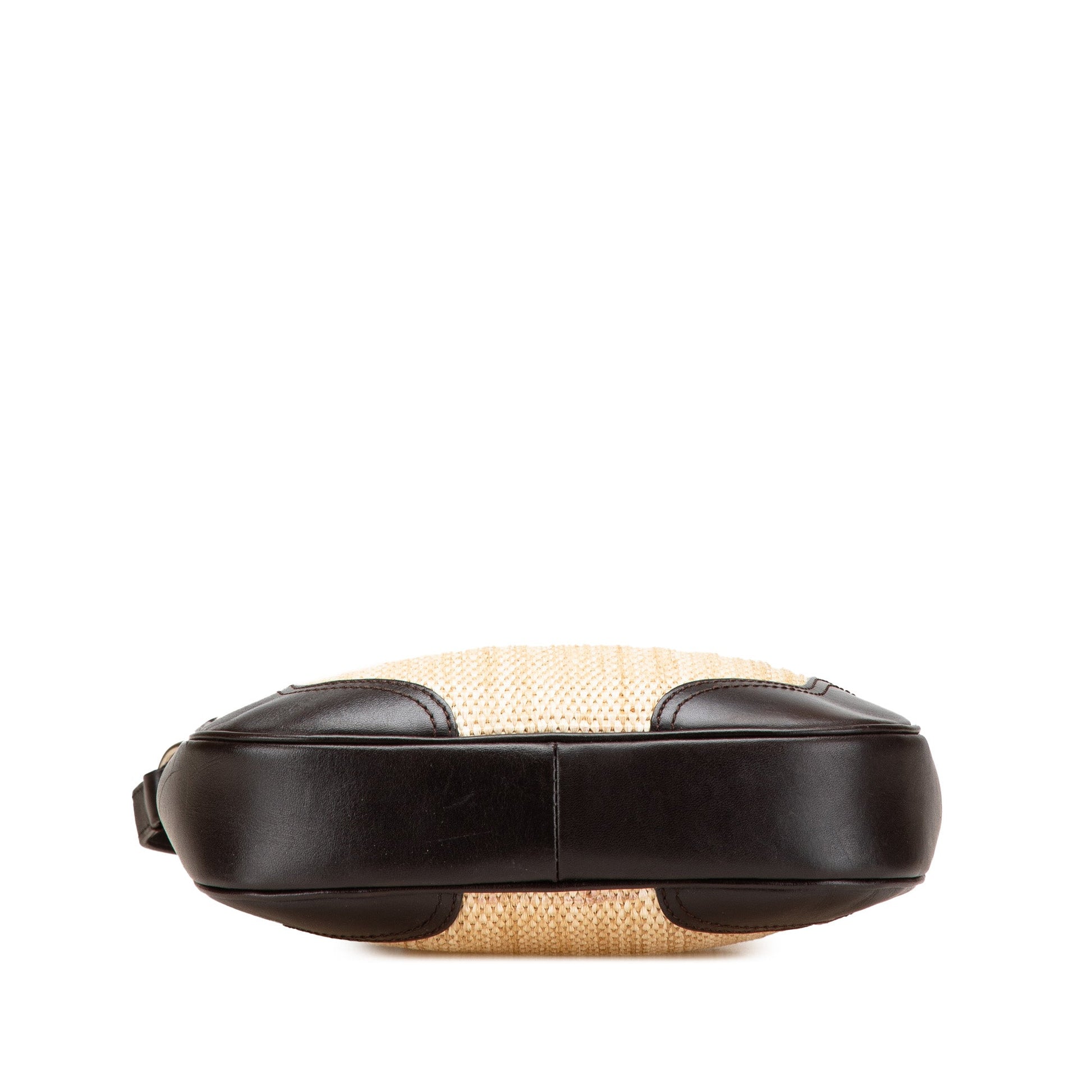 Burberry Leather Trimmed Raffia Crossbody
