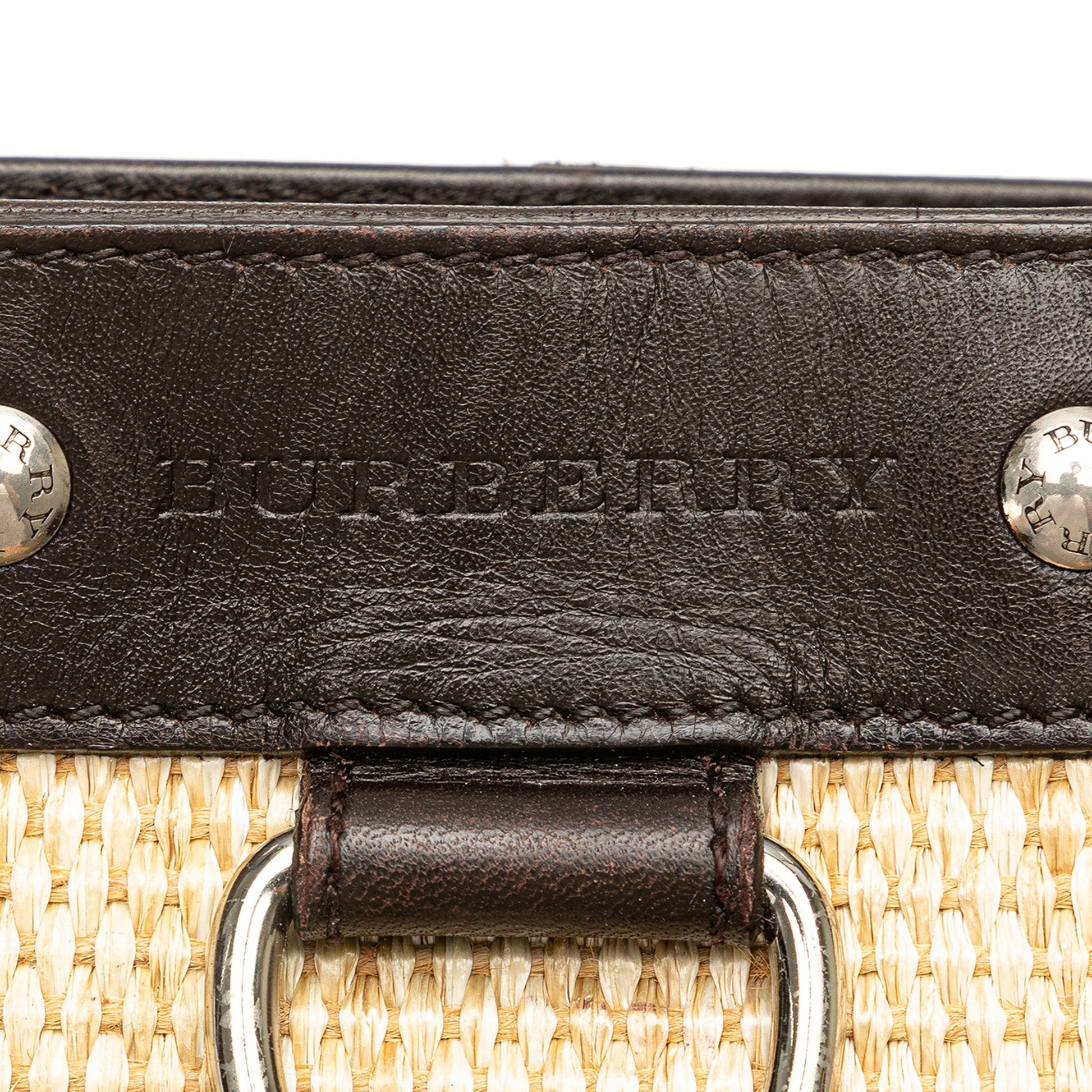 Burberry Leather Trimmed Raffia Crossbody