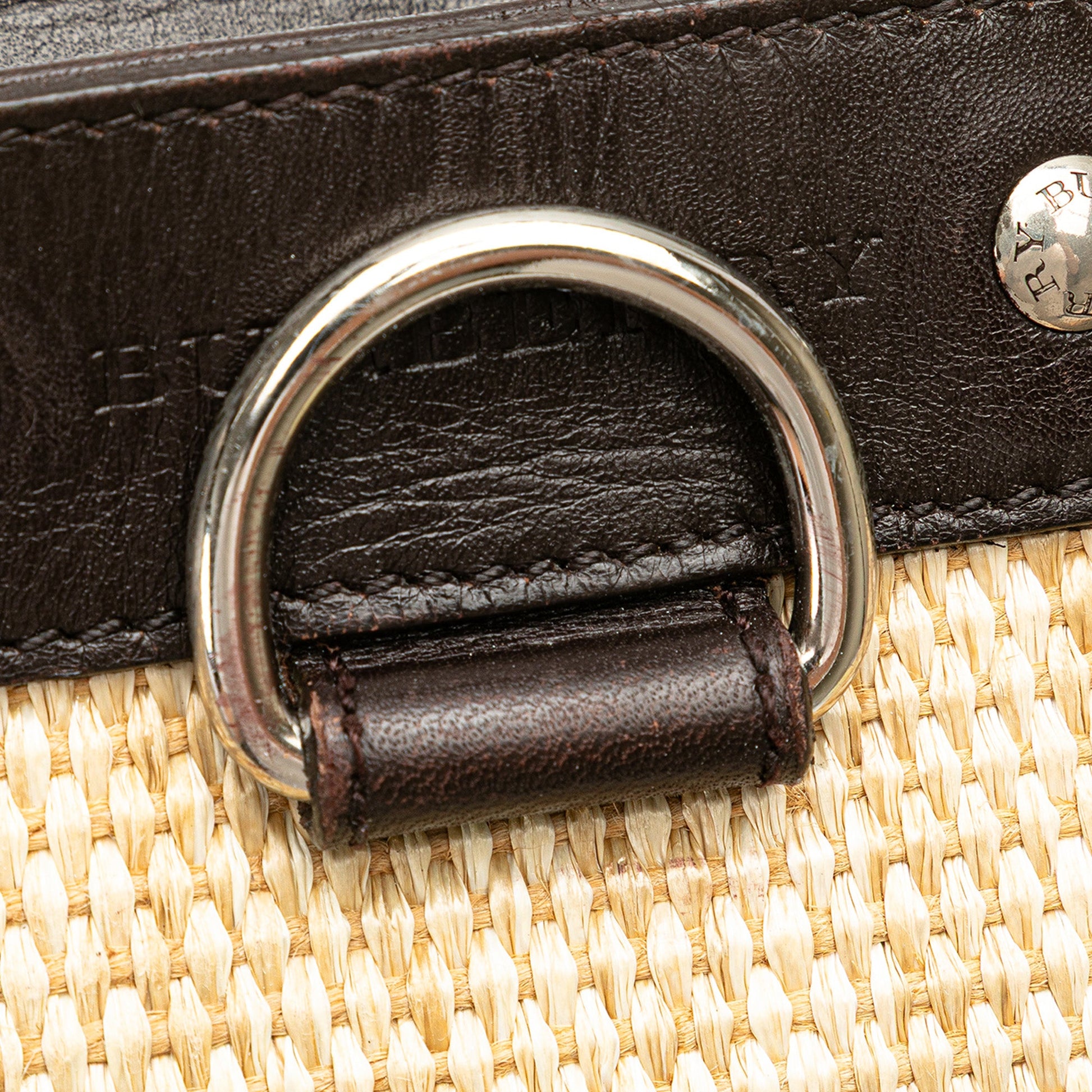 Burberry Leather Trimmed Raffia Crossbody