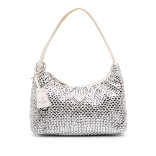 Prada Mini Satin Crystal Re-Edition 2000 Shoulder Bag