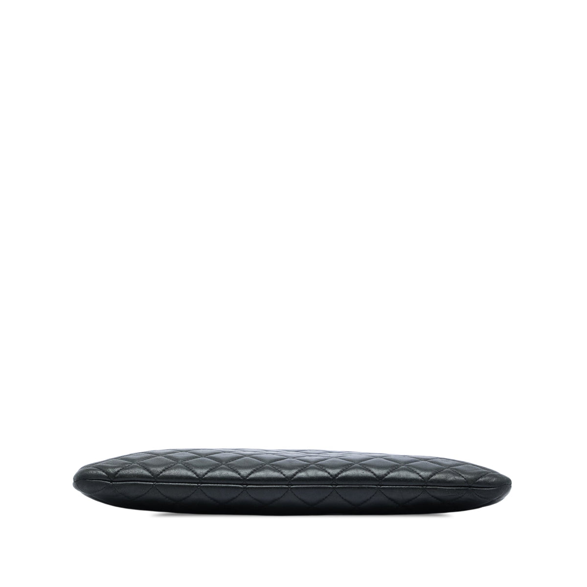 Chanel Large Quilted Lambskin O Case Clutch — Black