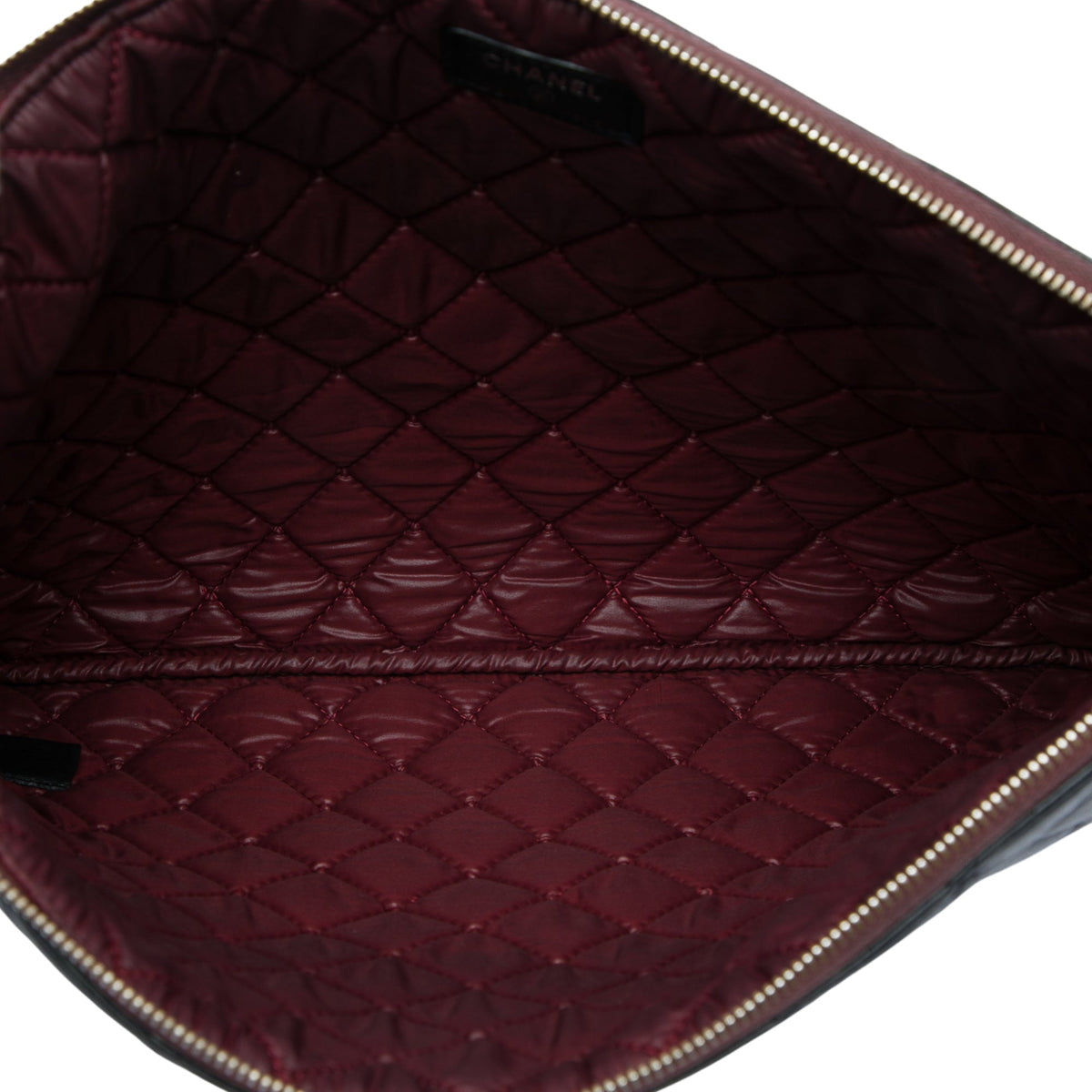 Chanel Large Quilted Lambskin O Case Clutch — Black
