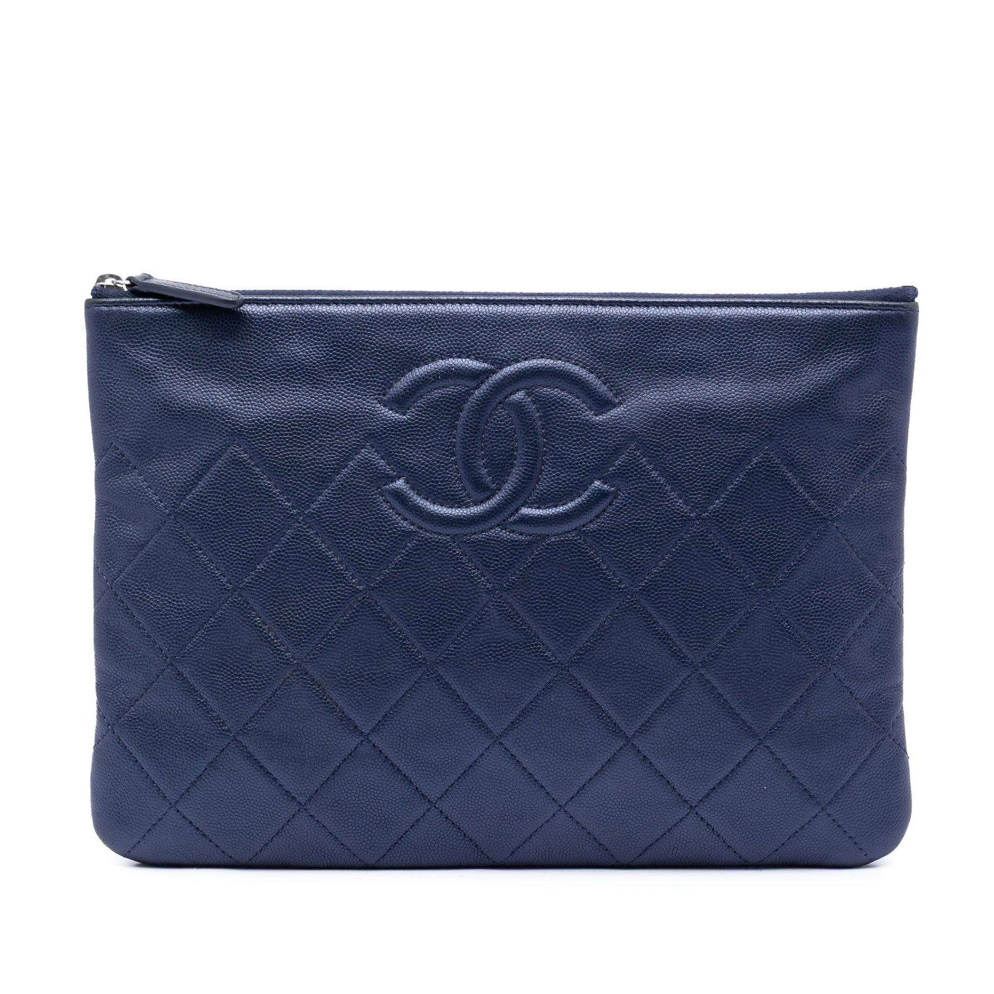 Chanel Medium CC Quilted Caviar O Case Clutch
