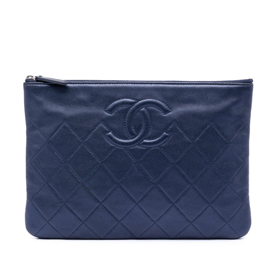 Chanel Medium CC Quilted Caviar O Case Clutch