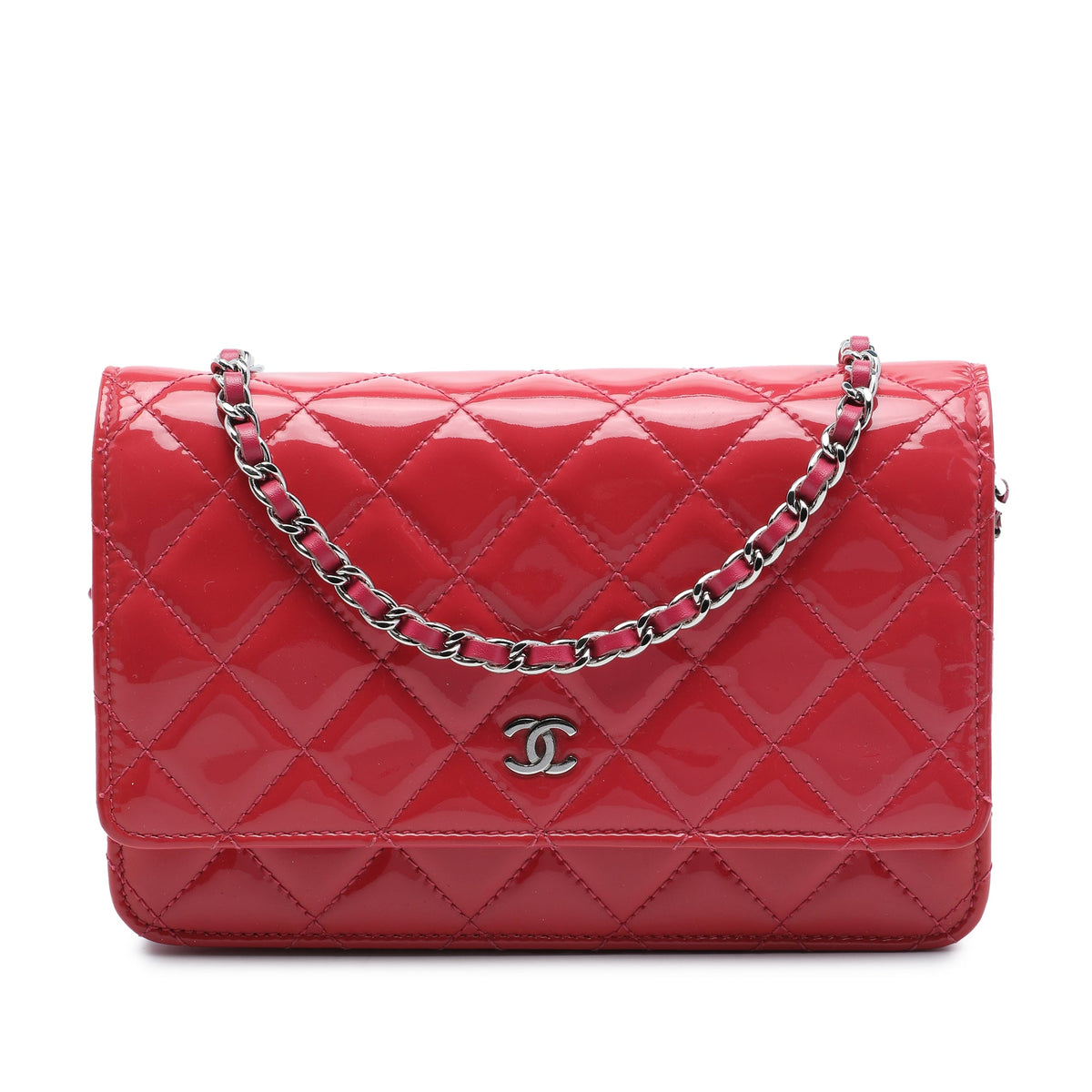 Chanel CC Quilted Patent Wallet On Chain