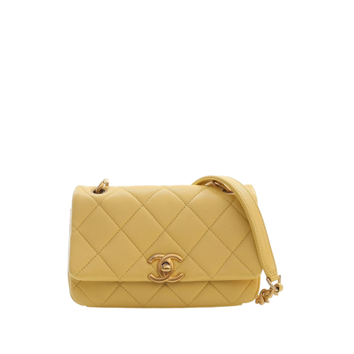 Chanel Small Quilted Lambskin Chain is More Flap — Yellow