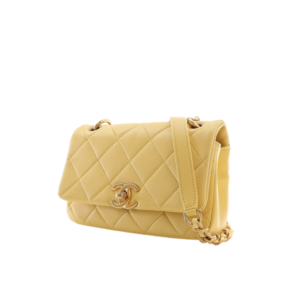 Chanel Small Quilted Lambskin Chain is More Flap — Yellow