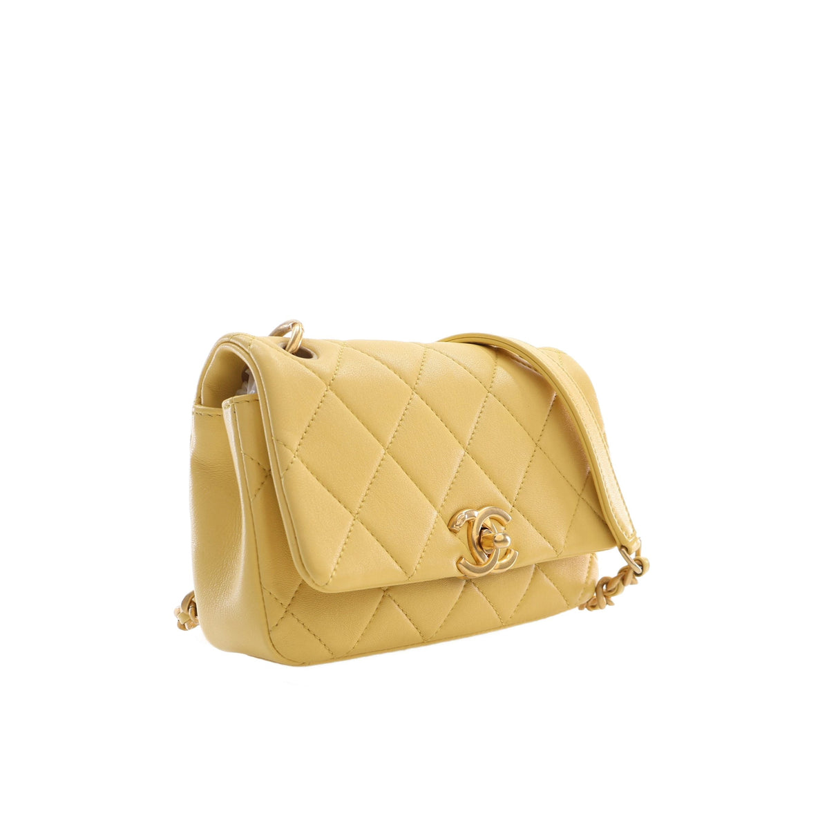 Chanel Small Quilted Lambskin Chain is More Flap — Yellow