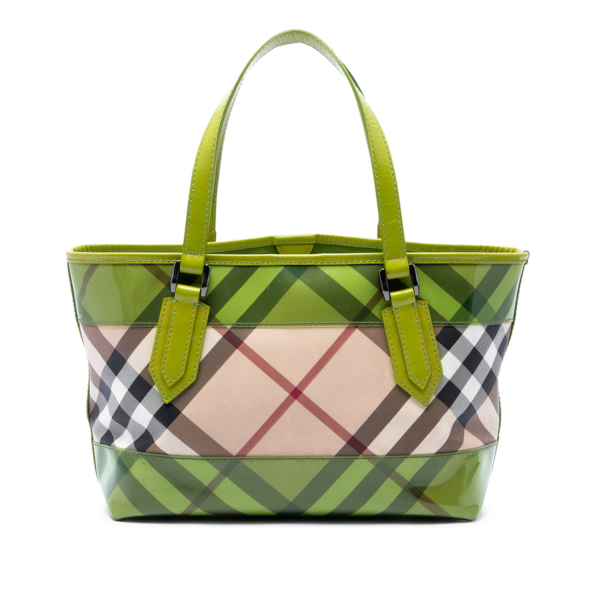 Burberry Supernova Check Coated Canvas and PVC Tote — Beige