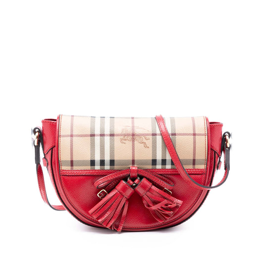 Burberry Patent Leather and Haymarket Check Coated Canvas Maydown Crossbody